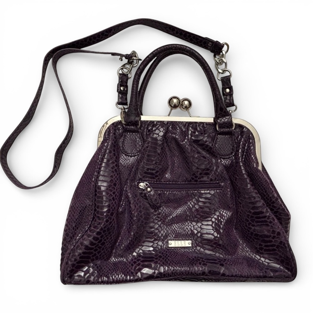 Elle Purple Snakeskin Kiss-Lock Frame Bag Y2K Whimsigoth Crossbody